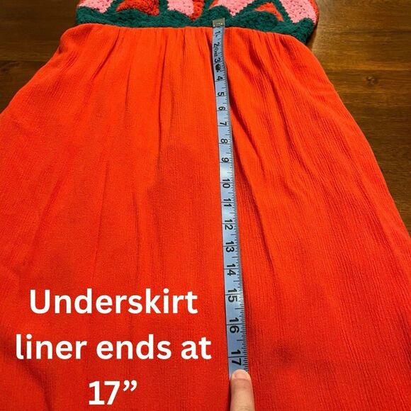 GIANNI BINI CROCHET HALTER MAXI DRESS Vibrant Color summer Summer Pop Sz S -GUC - Picture 7 of 9